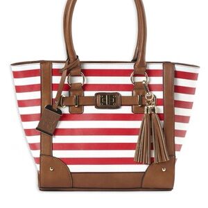 Stylish Pink and White Striped Conceal Carry Tote